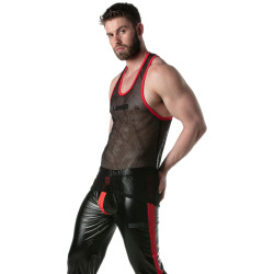 LEADER Débardeur en mesh TANK TOP Noir-Rouge